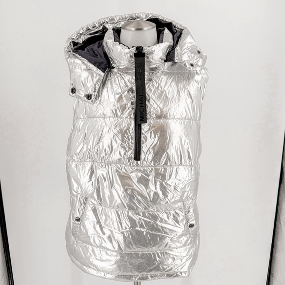 Michael Kors Silver Puffer Vest - Picture 1 of 7
